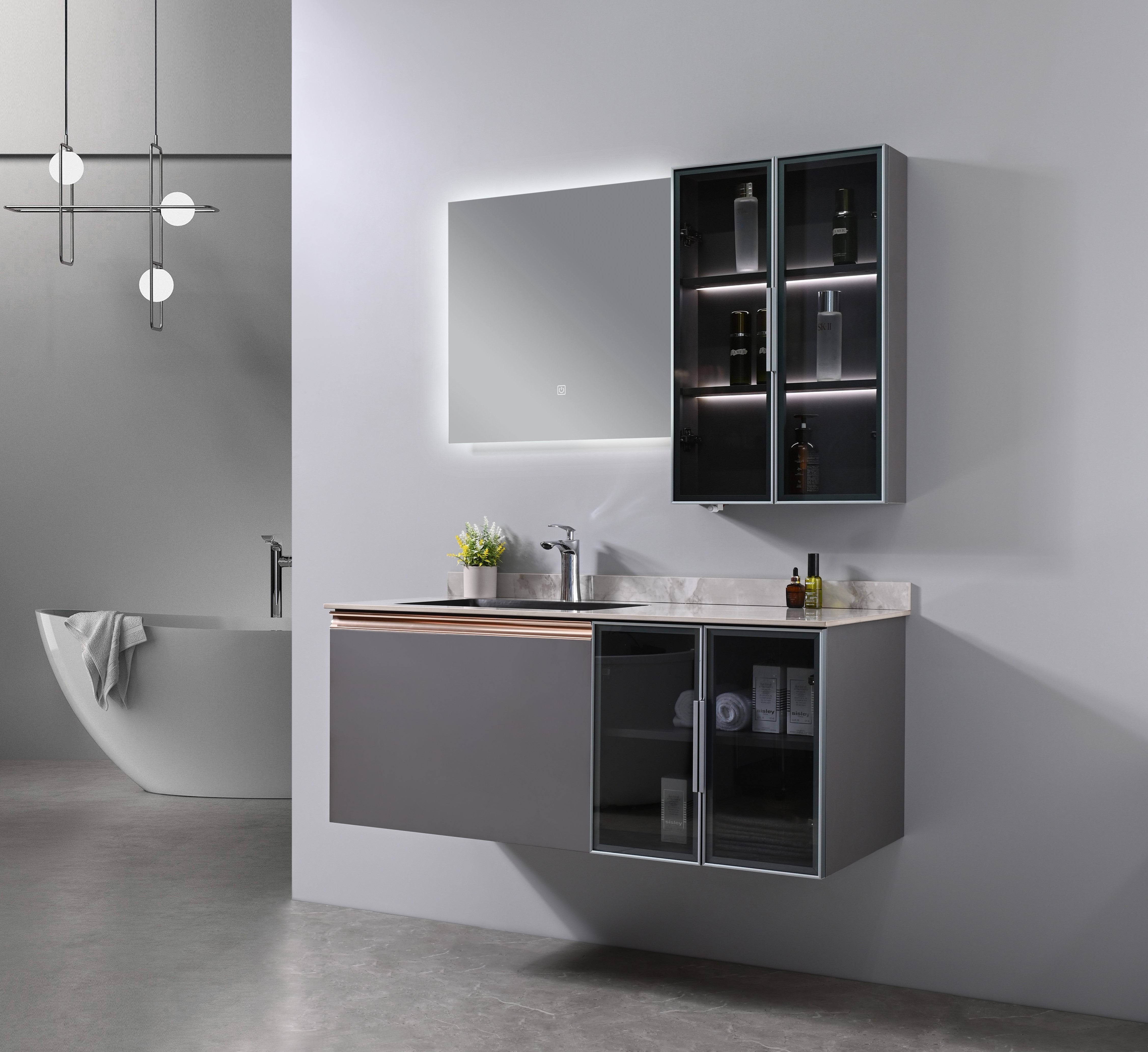 Vanité-Lavabo Eleganza 48" Gris